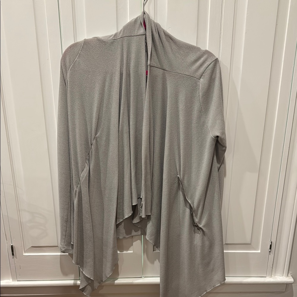 Fabletics Gray Draped Cardigan Sweater